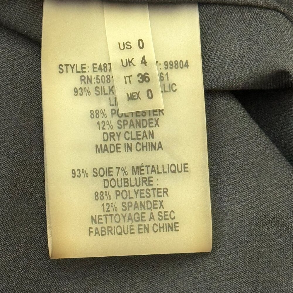 - Elie Tahari Silk Sheath Dress Floral Metallic Shimmer Flowy Sz 0    - 1C2044 - Picture 3 of 7